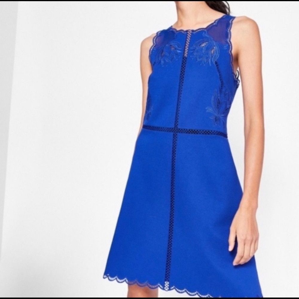 Ted Baker Embroidered Scallop Hem Dress TB size 4